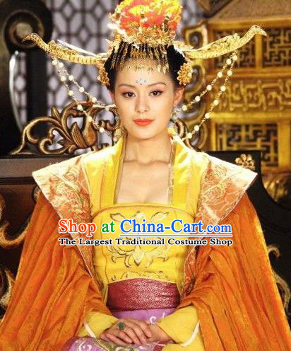 Chinese Ancient Tang Dynasty Imperial Consort Historical Costumes and Headdress Drama Legend of Southwest Dance and Music Concubine Wei Dresses