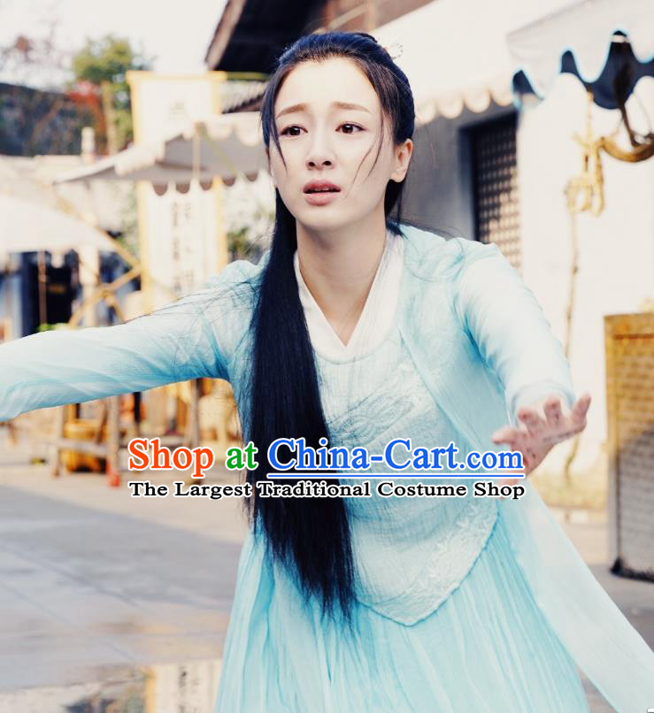 Chinese Ancient Blind Girl Apparels Costumes and Headpiece Drama The Starry Night The Starry Sea Ming Zhu Dress Garment