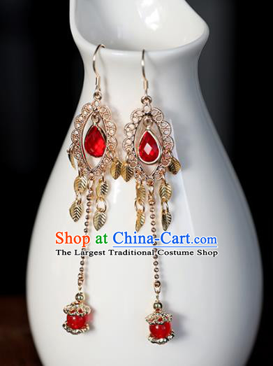 Chinese Ancient Hanfu Earrings Women Jewelry Ming Dynasty Golden Ear Accessories