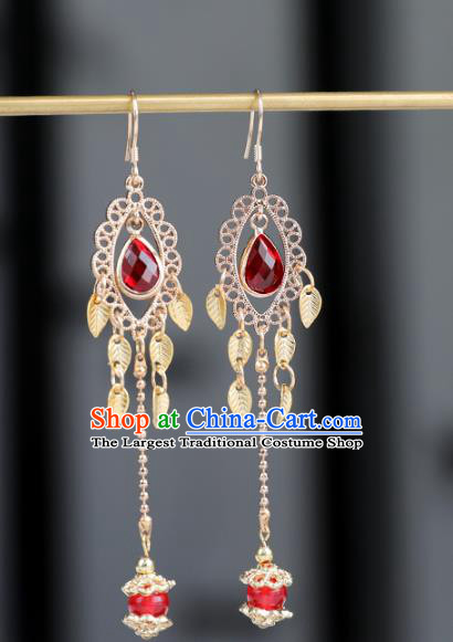 Chinese Ancient Hanfu Earrings Women Jewelry Ming Dynasty Golden Ear Accessories