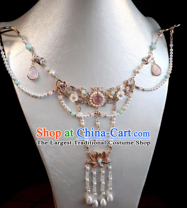 Chinese Ancient Hanfu Beads Tassel Necklace Women Jewelry Ming Dynasty Necklet Accessories