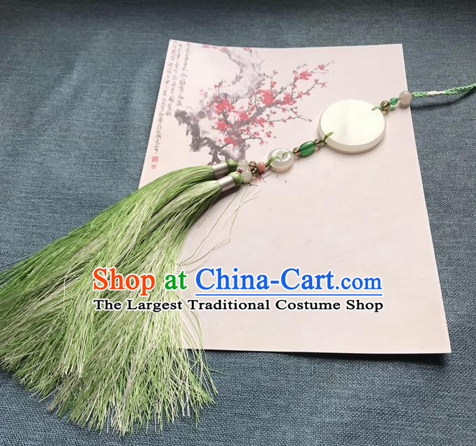 Chinese Ancient Hanfu Light Green Tassel Jade Pendant Waist Accessories Peacuful Jade Lappet Jewelry