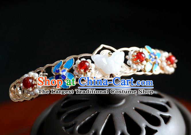 Chinese Ancient Cloisonne Hair Clips Headwear Women Hair Accessories Ming Dynasty Court Hair Comb Hairpin Complete Set