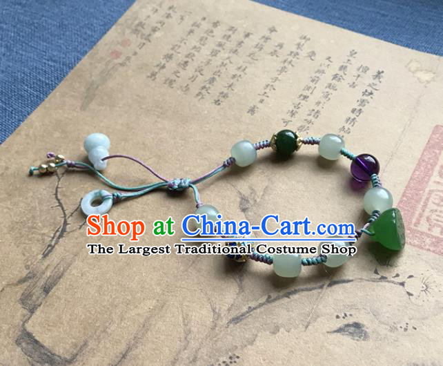 Chinese Ancient Hanfu Jade Calabash Bangle Wristlet Accessories Jade Lotus Seedpod Bracelet Jewelry