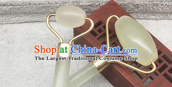Chinese Ancient Hanfu Jade Face Massager Hetian Jade Jewelry Wheel Accessories