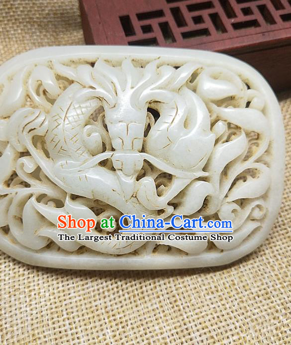 Chinese Ancient Hanfu Jade Belt Knot Accessories Men Carving Dragon Jade Jewelry Ornaments