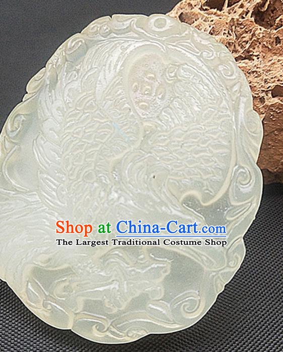 Chinese Ancient Jade Accessories Hsiuyen Jade Label Craft Carving Eagle Jade Necklace Pendant
