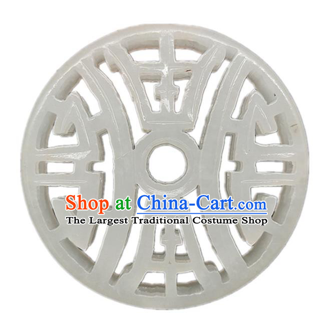Chinese Handmade Round Jade Accessories Pendant Hsiuyen Jade Label Carving Jade Necklace Craft
