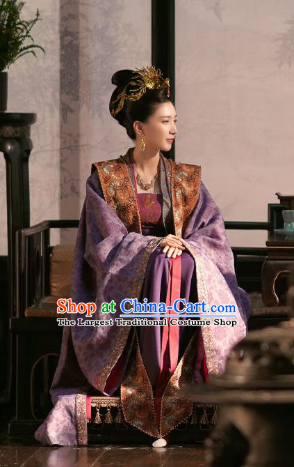 Chinese Ancient Garment Song Dynasty Empress Historical Costumes and Headpieces Drama Serenade of Peaceful Joy Queen Cao Danshu Dress