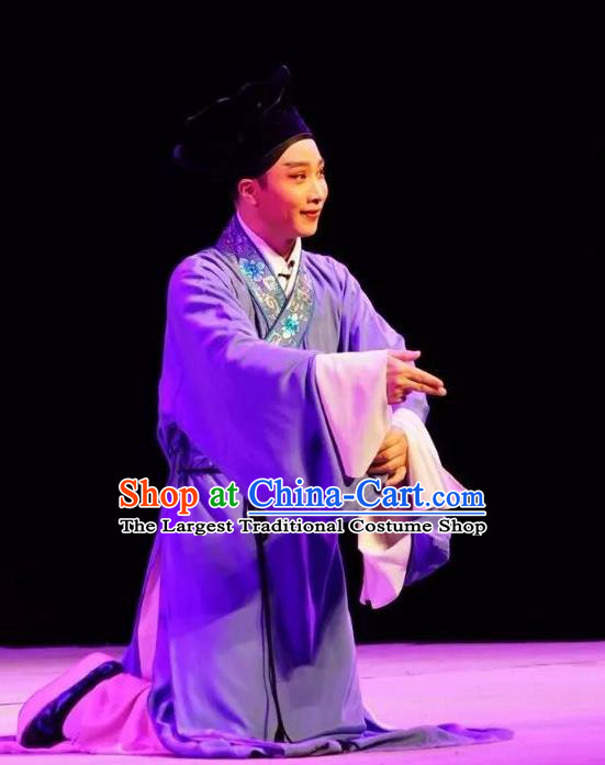 Chinese Peking Opera Xiaosheng Garment Costumes Double Pearl Phoenix Scholar Young Male Wen Bizheng Apparel and Hat