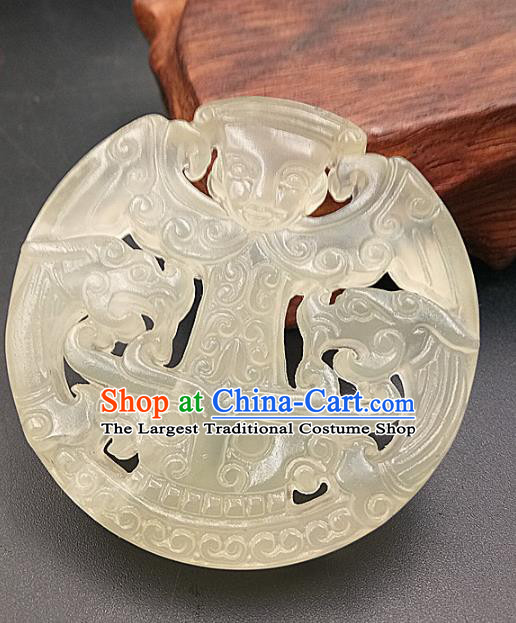 Chinese Handmade Jade Annular Accessories Handgrip Craft Handmade Jade Jewelry Jade Carving Child Waist Pendant