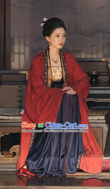 Ancient Chinese Song Dynasty Queen Historical Costumes and Headpieces Drama Serenade of Peaceful Joy Empress Cao Danshu Apparel Garment