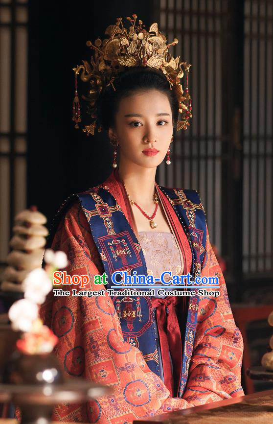 Ancient Chinese Song Dynasty Noble Consort Zhang Garment and Headpieces Drama Serenade of Peaceful Joy Zhang Bihan Apparel Historical Costumes