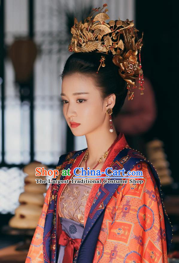 Ancient Chinese Song Dynasty Noble Consort Zhang Garment and Headpieces Drama Serenade of Peaceful Joy Zhang Bihan Apparel Historical Costumes