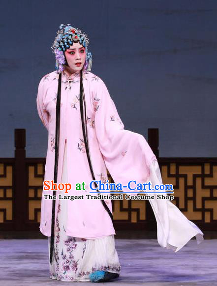 Traditional Chinese Peking Opera Hua Tan Pink Dress Apparel The Dream in Lady Chamber Garment Costumes and Headdress
