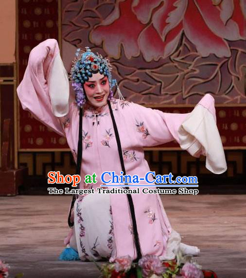 Traditional Chinese Peking Opera Hua Tan Pink Dress Apparel The Dream in Lady Chamber Garment Costumes and Headdress