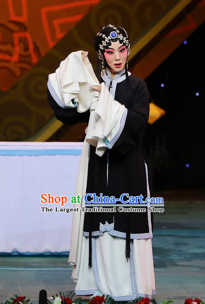 Traditional Chinese Peking Opera Dan Tsing Yi Garment Dress San Niang Jiao Zi Distress Maiden Wang Chune Costumes and Headwear