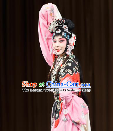 Chinese Peking Opera Rich Female Garment Costumes Traditional Lv Bu and Diao Chan Apparels Diva Hua Dan Dress and Headwear