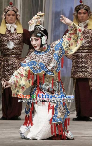 Traditional Chinese Peking Opera Dan Dress Farewell My Concubine Costumes Martial Actress Yu Ji Garment and Headwear