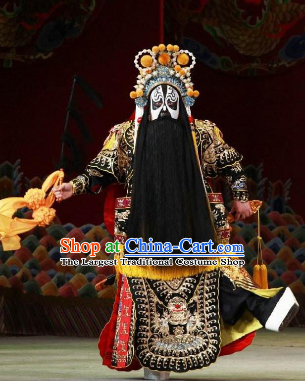 Chinese Beijing Opera Wusheng Kao Costumes Garment Peking Opera Farewell My Concubine Chu King Apparels and Headwear