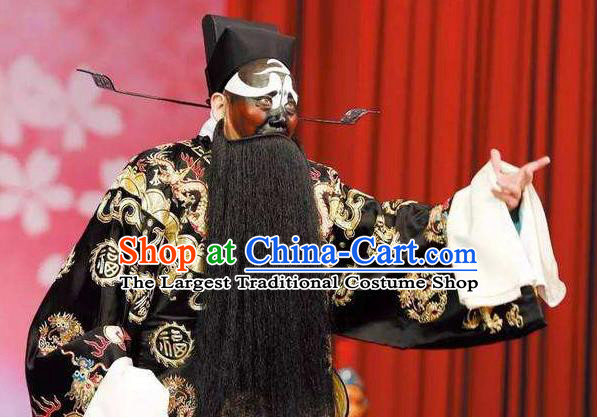 Chinese Beijing Opera Elderly Male Garment Peking Opera Judge Bao and the Qin Xianglian Case Bao Zheng Apparels Vestment Costumes and Hat