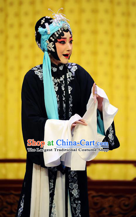 Chinese Traditional Peking Opera Tsing Yi Costumes Wujiapo Distress Women Wang Baochuan Apparels Garment and Headdress