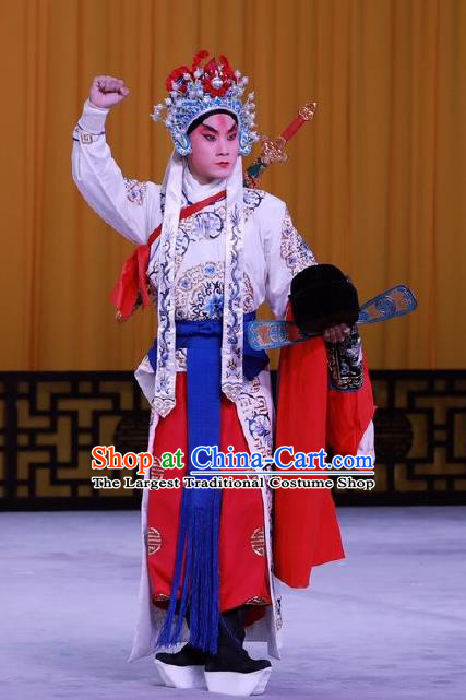 Chinese Peking Opera Martial Male Costumes In Pursuit of The General Apparels Wu Sheng Takefu Han Xin Garment and Headwear