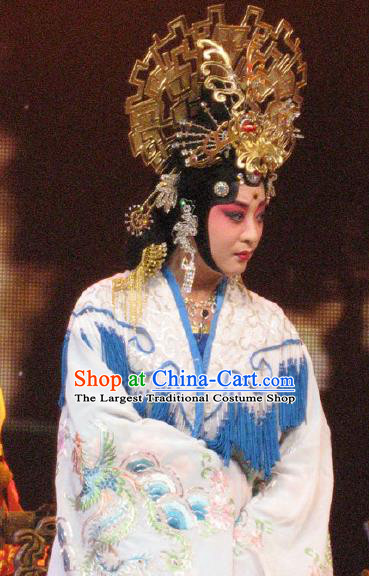 Chinese Beijing Opera Diva Su Daji Costumes Apparels Garment The Legend and Hero Peking Opera Hua Tan Imperial Consort Dress and Headdress