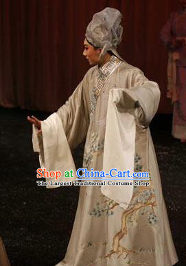Chinese Peking Opera Young Men Costumes Kun Opera The Fragrant Companion Niche Apparels Garment Scholar Embroidered Robe and Hat