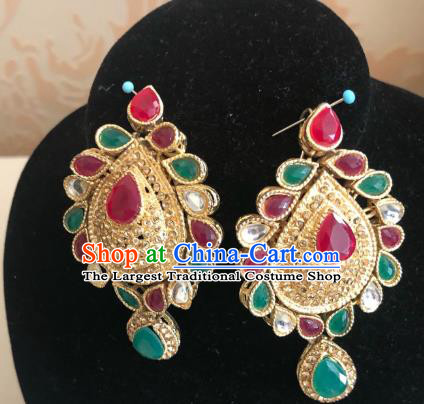 Indian Traditional Wedding Colorful Gems Earrings Asian India Bride Jewelry Accessories for Women