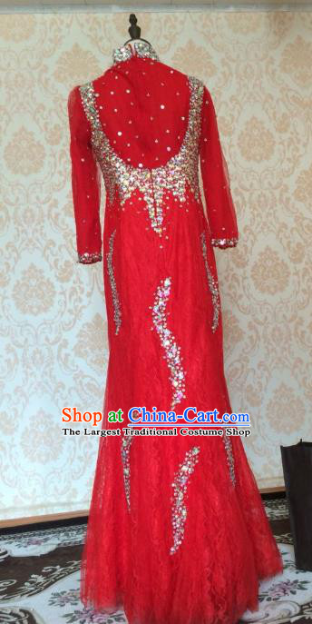 Top Grade Bride Embroidered Red Wedding Dress Bridal Full Dress Wedding Costume for Women