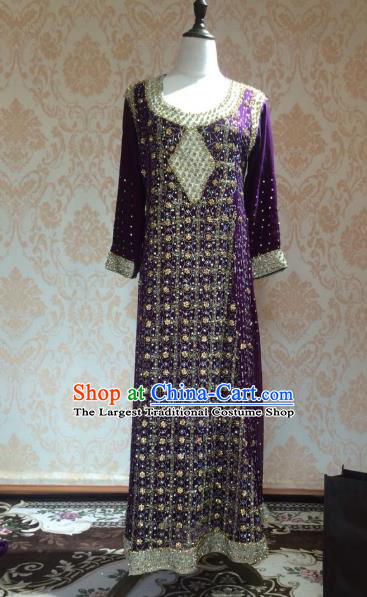 Indian Traditional Purple Lehenga Dress Asian Hui Nationality Wedding Bride Embroidered Costume for Women