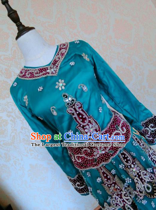 Indian Traditional Diamante Green Lehenga Costume Asian Hui Nationality Wedding Bride Embroidered Dress for Women
