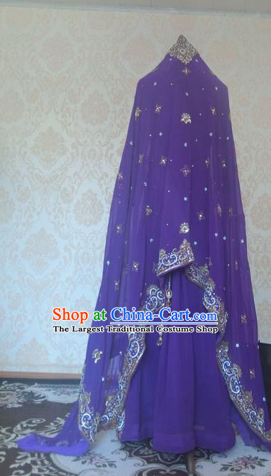 Indian Traditional Diamante Purple Lehenga Costume Asian Hui Nationality Wedding Bride Embroidered Dress for Women