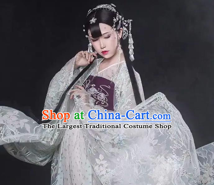 Chinese Dance National Treasure White Hanfu Dress Traditional Classical Dance Stage Performance Costume for Women