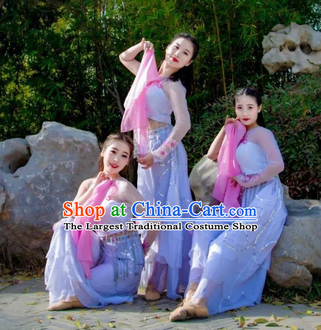 Chinese Mountain Night Listening to the Rain Dance Dress Traditional Classical Dance Stage Performance Costume for Women