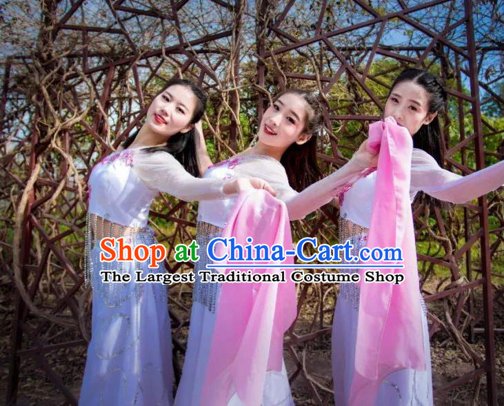 Chinese Mountain Night Listening to the Rain Dance Dress Traditional Classical Dance Stage Performance Costume for Women