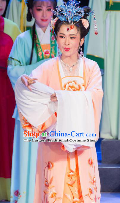 Chinese Shaoxing Opera Court Lady Pink Dress Costumes and Headpieces Palm Civet for Prince Yue Opera Actress Imperial Consort Apparels Garment