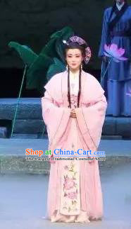 Chinese Shaoxing Opera Huadan Pink Dress Costumes and Headpieces The Magnificent Mayor Yue Opera Young Female Diva Apparels Garment