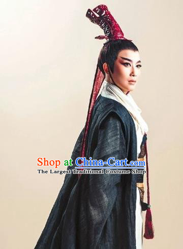 Chinese Yue Opera Xiaosheng King Wu Yue Qian Chu Apparels and Headwear Shaoxing Opera Young Male Garment Costumes