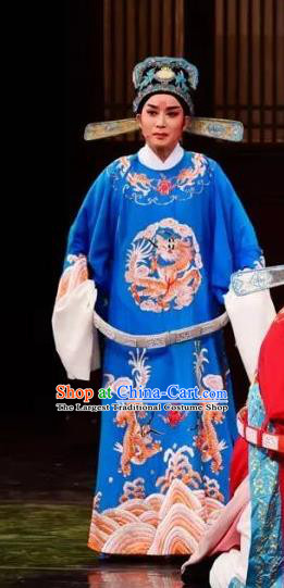 Chinese Yue Opera Xiaosheng Chen Kui Garment Costumes and Headwear Chen Sanliang Shaoxing Opera Young Male Scholar Official Robe Apparels