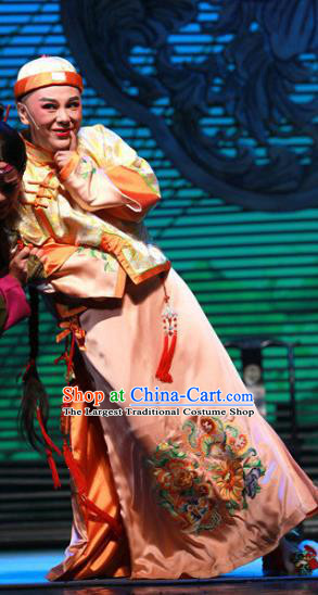 Chinese Yue Opera Stupid Scholar Garment Costumes and Hat Wisp of Hemp Shaoxing Opera Xiaosheng Young Male Apparels