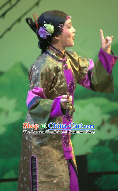 Chinese Shaoxing Opera Woman Matchmaker Wisp of Hemp Dress Apparels Costumes and Headdress Yue Opera Elderly Female Garment