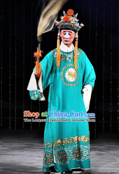 Chinese Classical Kun Opera The Palace of Eternal Youth Eunuch Costumes Garment and Hat Peking Opera Chou Role Gao Lishi Apparels