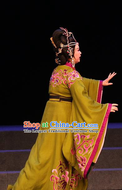 Chinese Shaoxing Opera Dowager Countess Dress Garment and Headpieces Han Gong Yuan Yue Opera Elderly Female Apparels Costumes
