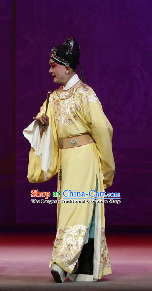 Chinese Classical Kun Opera The Purple Hairpin Young Male Apparels Peking Opera Scholar Costumes Li Yi Garment and Hat