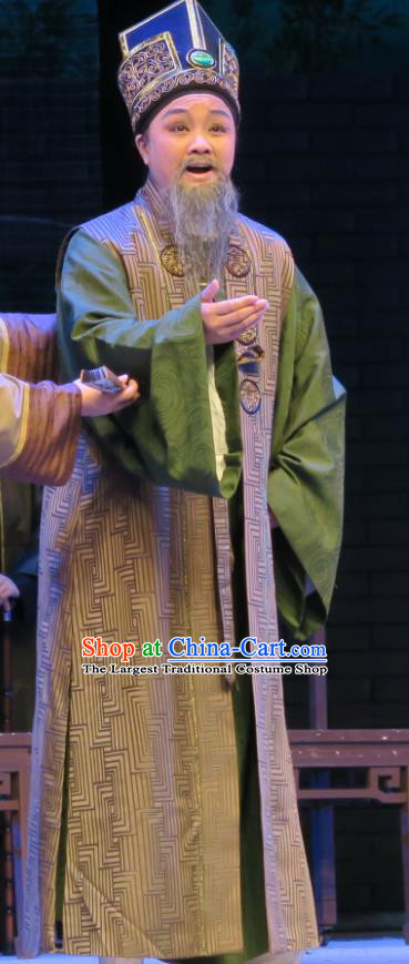 Chinese Yue Opera Old Man Physician Apparels Costumes and Headwear Ren Heart Medicine Shaoxing Opera Elderly Male Garment