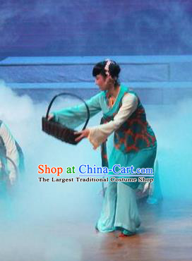 Chinese Shaoxing Opera Xiaodan Dress Costumes and Headpieces Qiong Nu Yu Tiao Lang Yue Opera Young Lady Garment Apparels