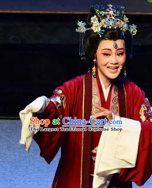 Chinese Shaoxing Opera Middle Age Woman Dress Apparels Costumes and Headdress Yue Opera Mrs Dayi Noble Dame Chai Garment