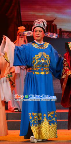 Chinese Yue Opera Xiaosheng Qing Jian Fan Ying Apparels and Headwear Shaoxing Opera Young Male Costumes Official Garment
